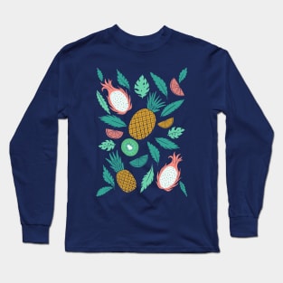 Summer Fruit on Pink Long Sleeve T-Shirt